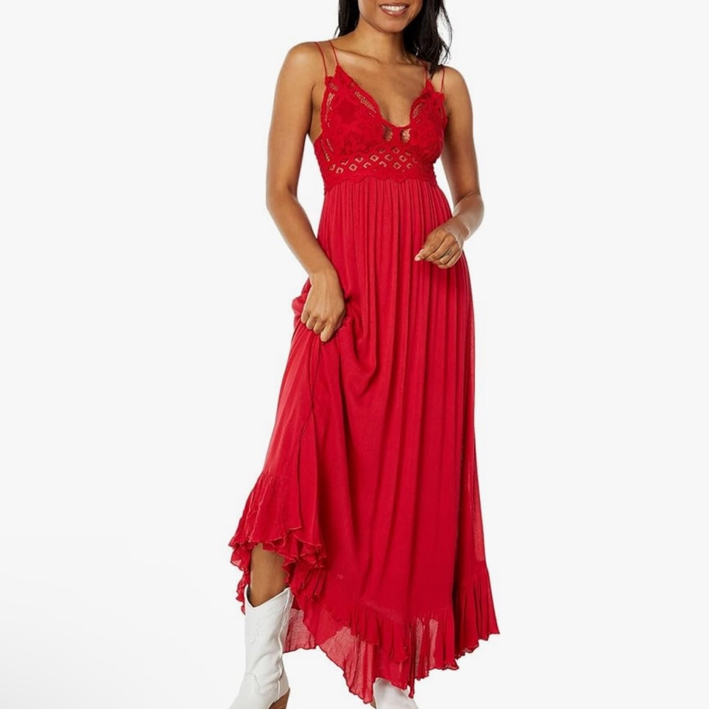 Free People Adella red Lace Maxi Dress- size large NWT